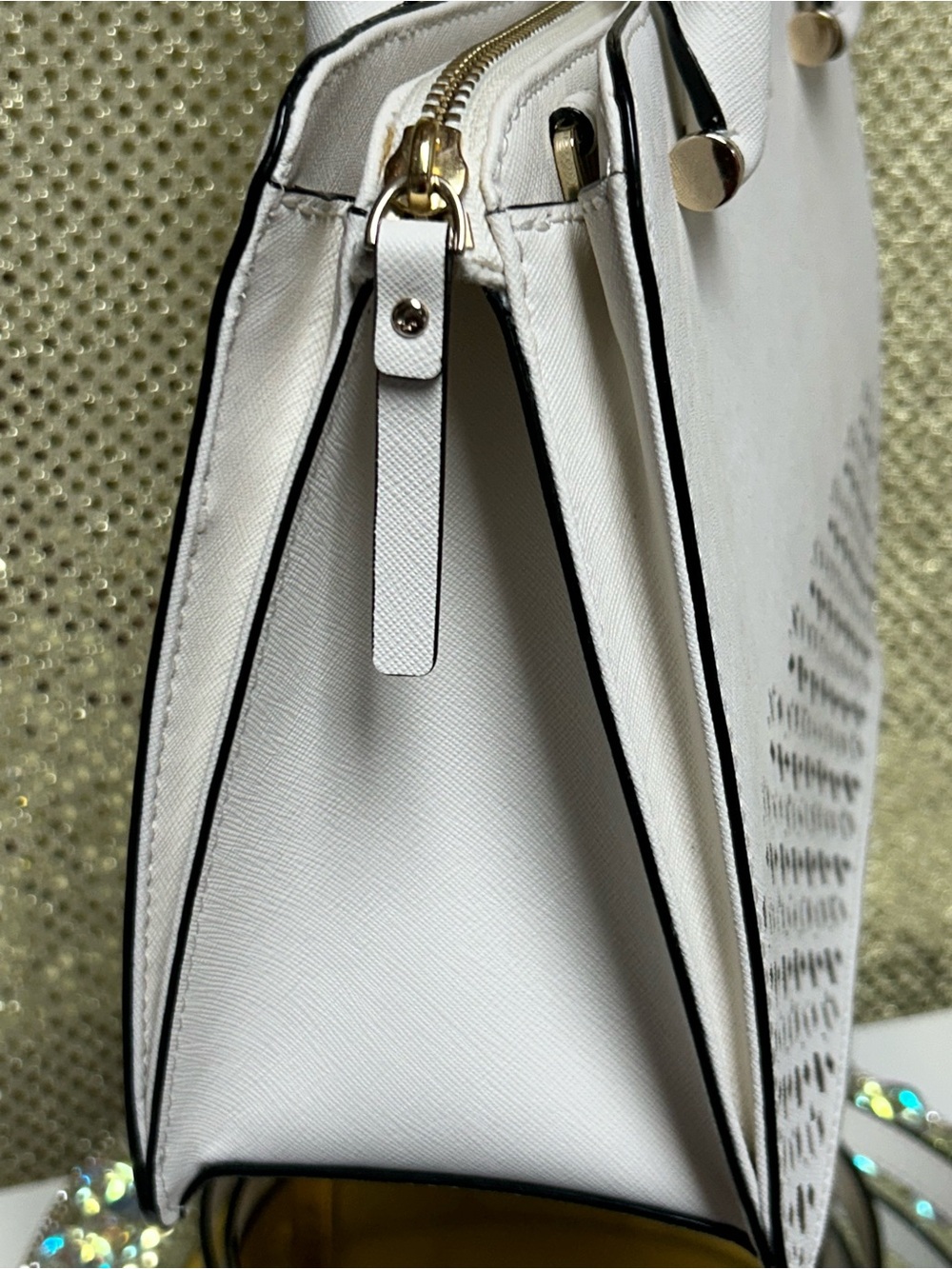 kate spade White Laser-Cut Floral Top-Handle Satchel Approx. 11.5 x 8 x 5 - Picture 5 of 17